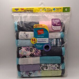 Hanes Ultimate Girls Tagless Hipster Style Super Soft Cotton Underwear 14 Pairs